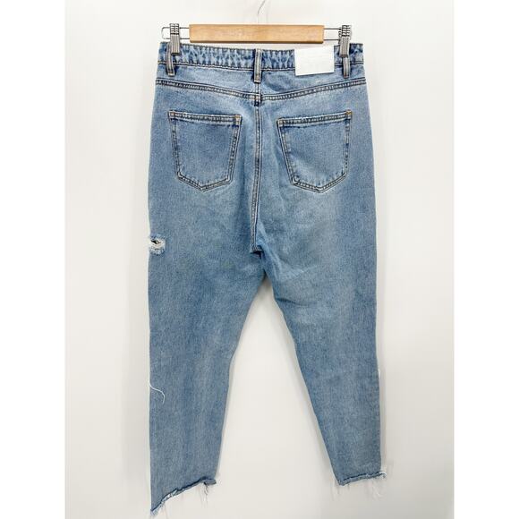 Missguided Light Wash Blue Denim Distressed Straight Jeans Women's Size 6 Petite - Picture 2 of 9